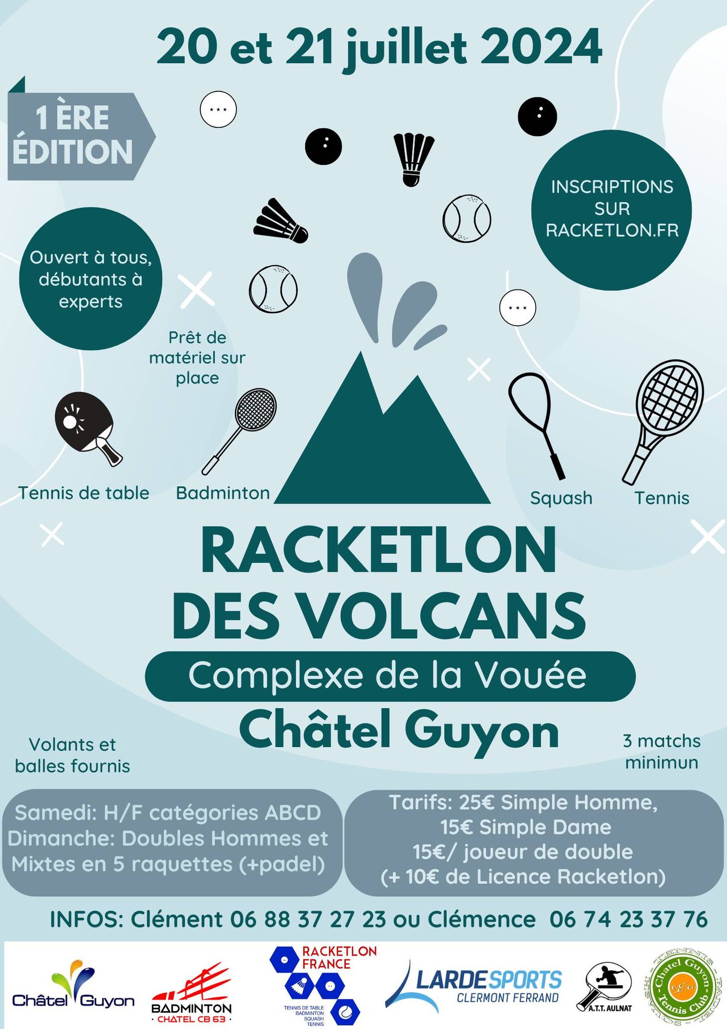 Affiche de 1er Racketlon des Volcans -Châtel-Guyon